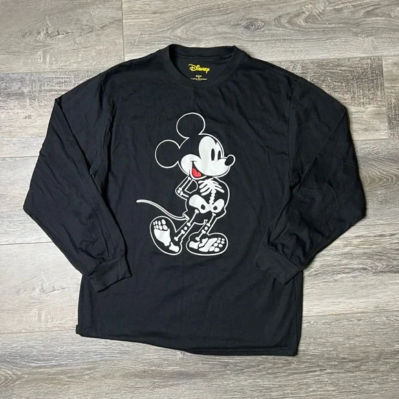 Disney Boys Black Mickey Mouse Halloween Long Sleeve T-Shirt Skeleton Sh… - Picture 3 of 8